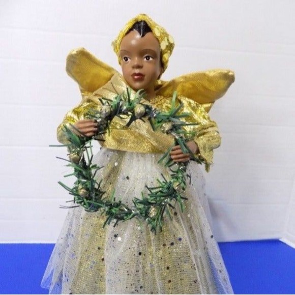 Christmas Black African Angel Tree Topper LED Lights Kwanzaa Angel - Picture 2 of 9